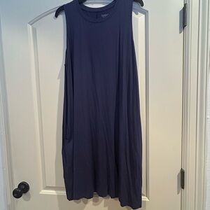 Time and Tru Navy Sleeveless Midi Swing Dress